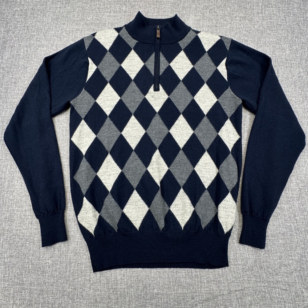 Peter Millar Crown Golf Sweater Mens M (Slim Fit) Argyle Lightweight Merino Wool
